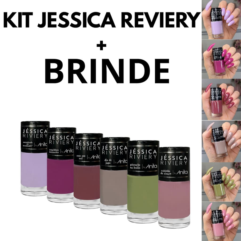 kit 6 Esmaltes Jéssica Reviery 2a Edição Lançamento Anita Unhas + Um Batom Positano Aniita