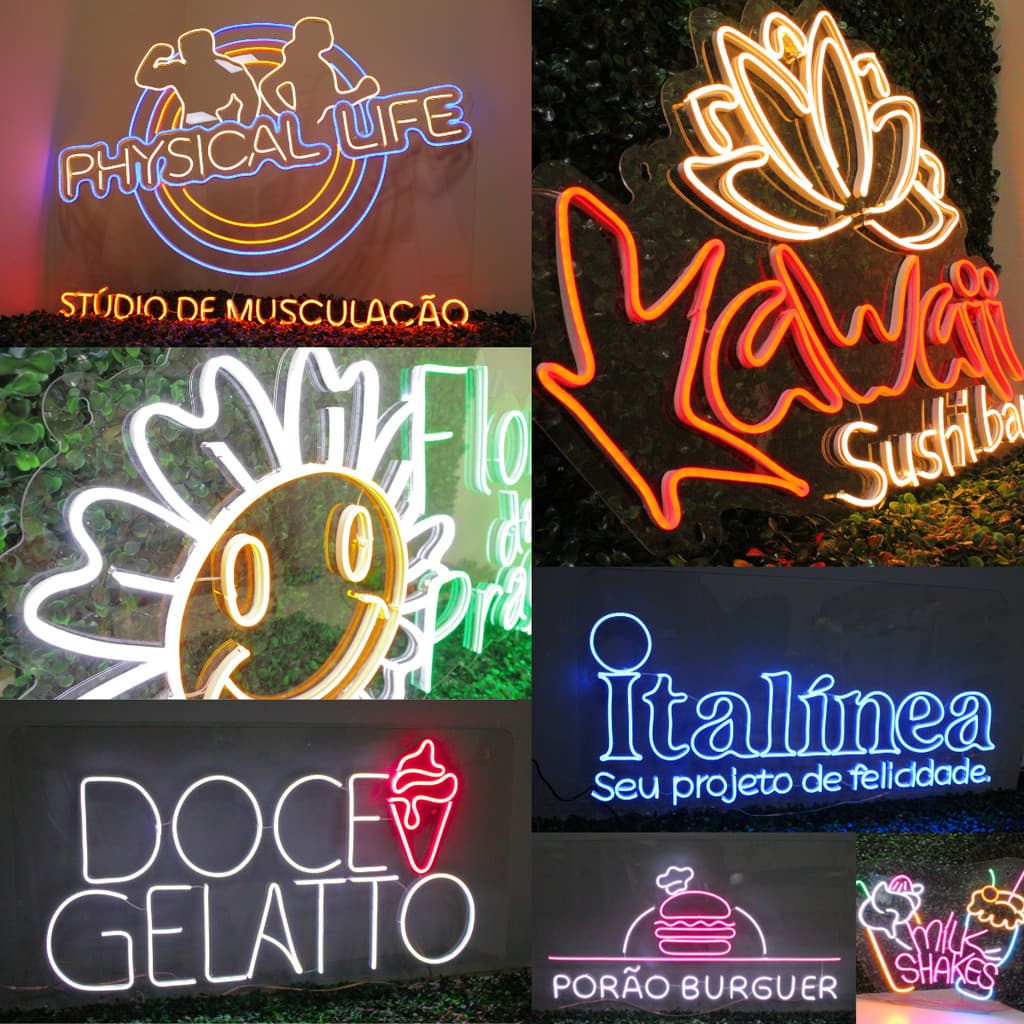 Placa Led Neon Personalizada Com Logo Nome Número - 30x100cm