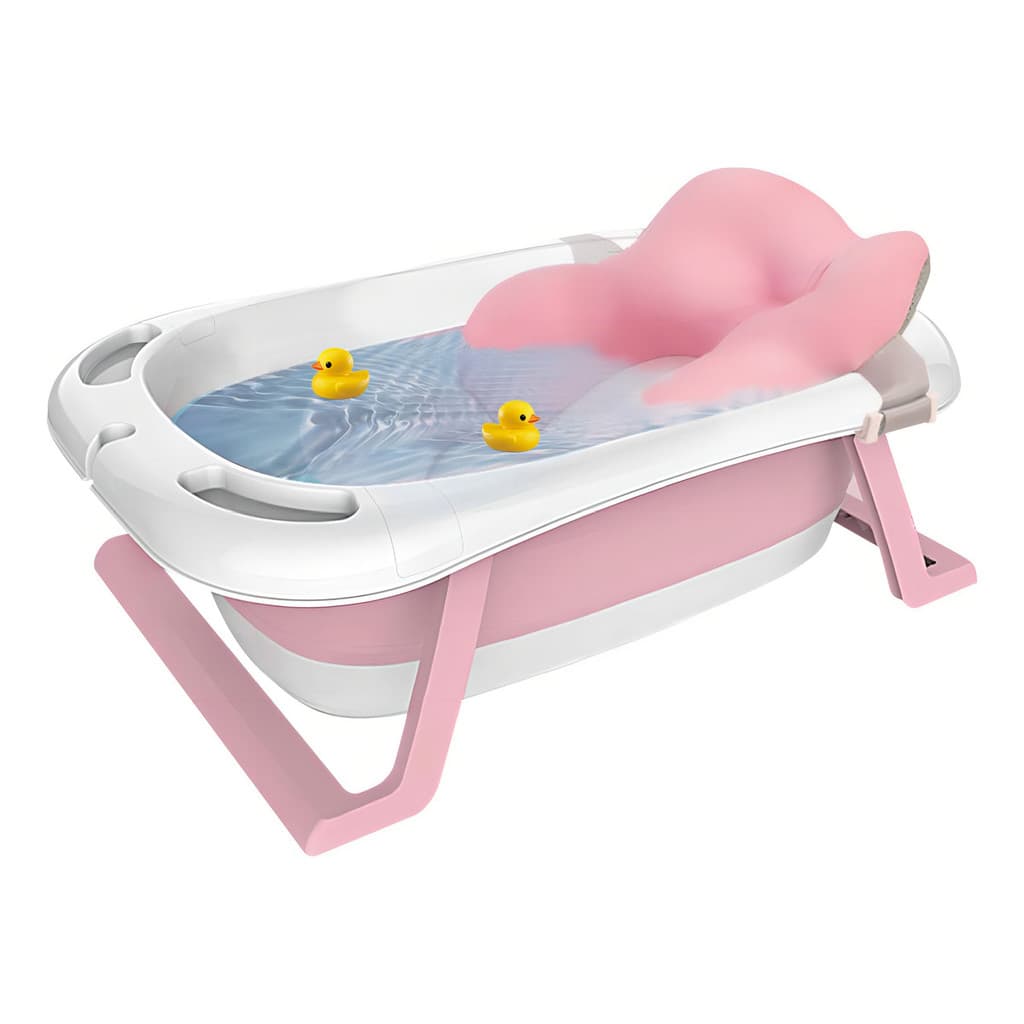 Banheira Infantil Vitoriana Com Termômetro Mais Caminha 40l Cor Rosa + Cama + Termômetro