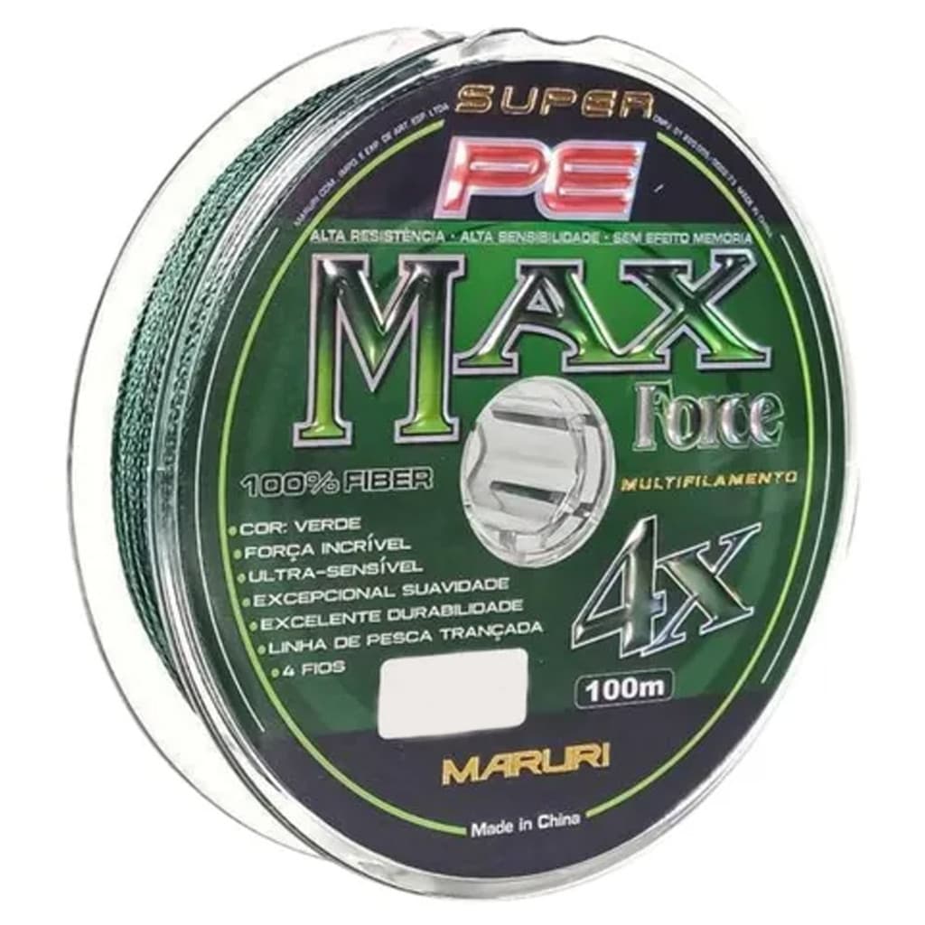 Linha de Pesca Multifilamento Maruri Max Force X4 0,20mm 40lb Verde 100m
