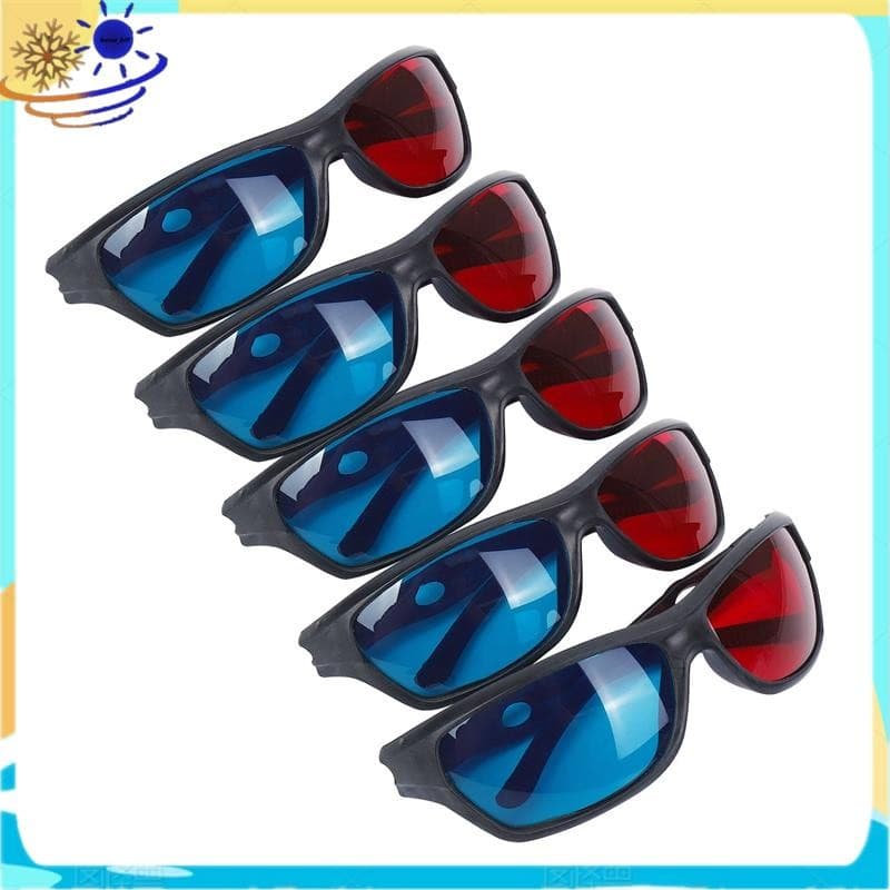 5x Óculos De Visão 3D Dimensional Anáglifo Vermelho E Azul Para DVD De Jogos De Filmes De TV
