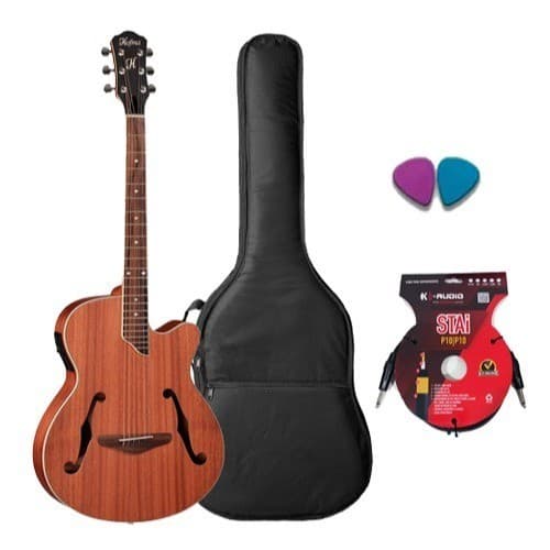 Violão Hofma Cutway Capitação Ativa - Hmf-240 Com Capa + K-Audio Cabo 4,57 - Brinde 2 Palheta