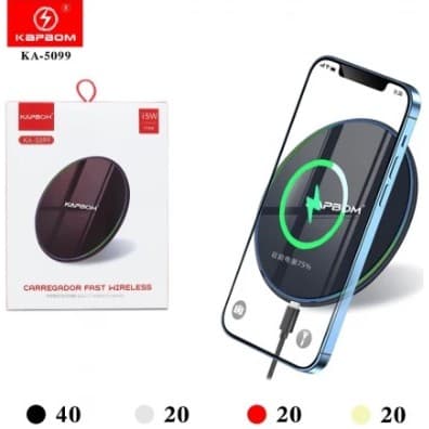 CARREGADOR SEM FIO POR INDUÇÃO 15W(KA-5099) KAPBOM