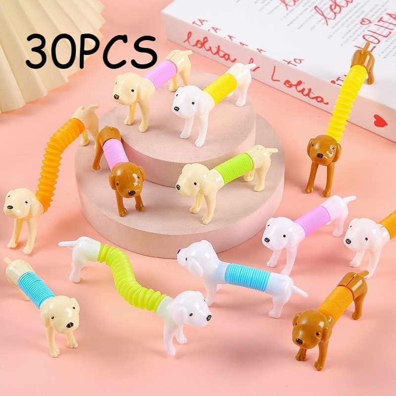 30 Pçs Descompressão Telescópica Cão Estiramento Versátil Estilo Filhote De Cachorro Salsicha Estresse Reduzindo Brinque