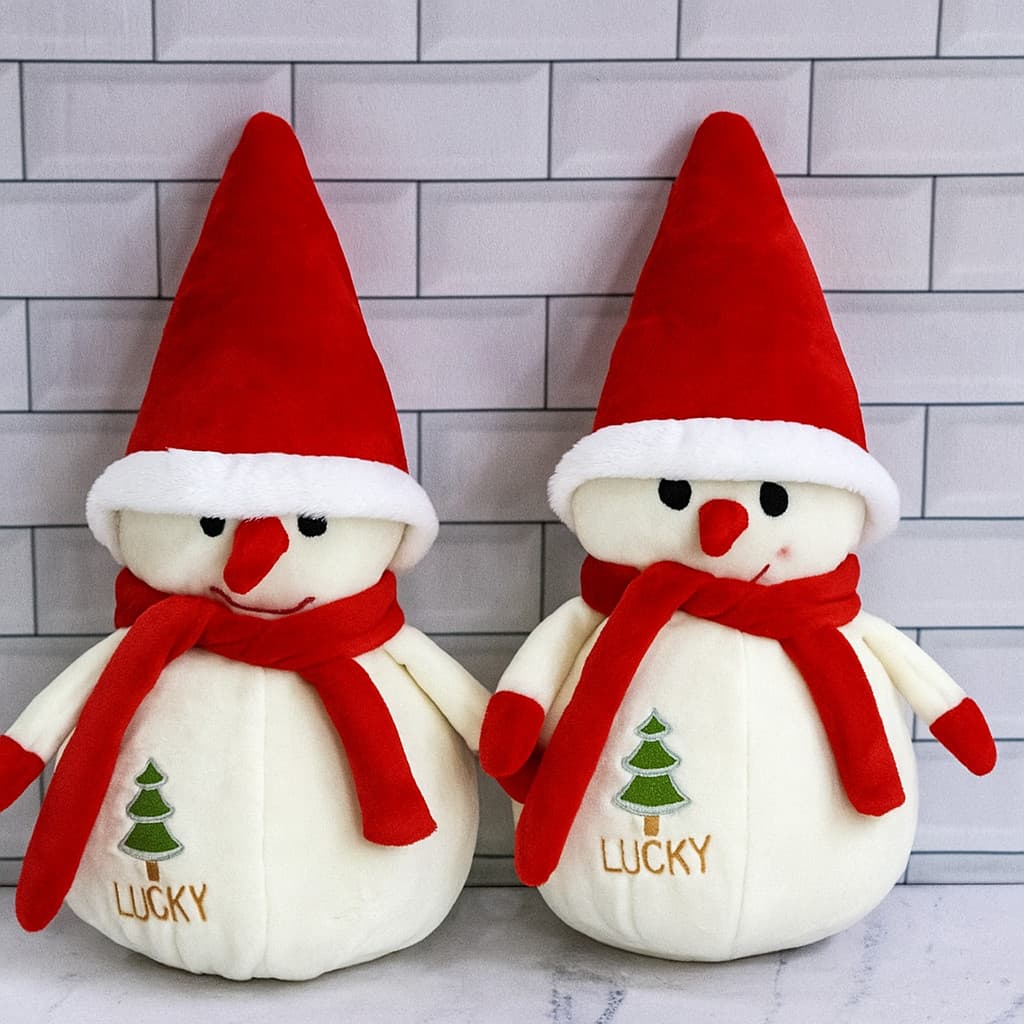 Kit 2 Bonecos de Neve Pelúcia 22cm Urso Enfeite Natal Decoração Presente Natalino Casa Árvore/ENVIO IMEDIATO