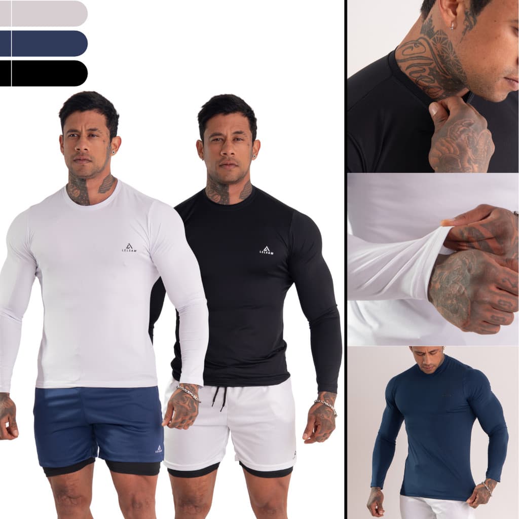 Kit 2 Camiseta Manga Longa Masculinas Térmicas Proteção Uv