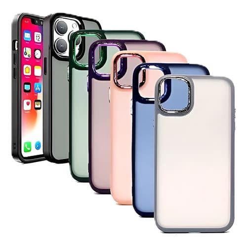 Capinha Case Colorida iPhone 15  Fosca Silicone Anti-impacto Translúcida