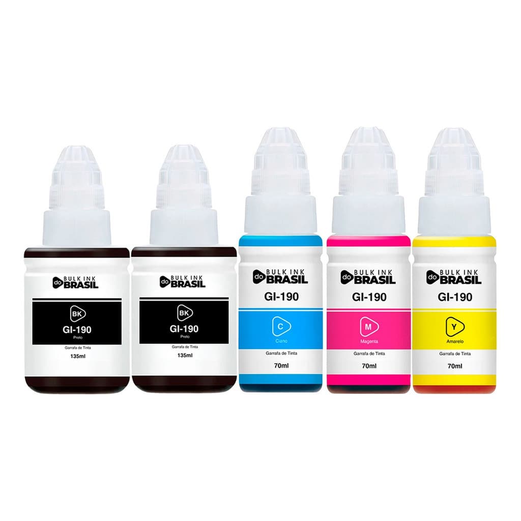 Kit 5 Tintas Para Canon G3110, G3111, G4100 G2100 G2110 Gi-190