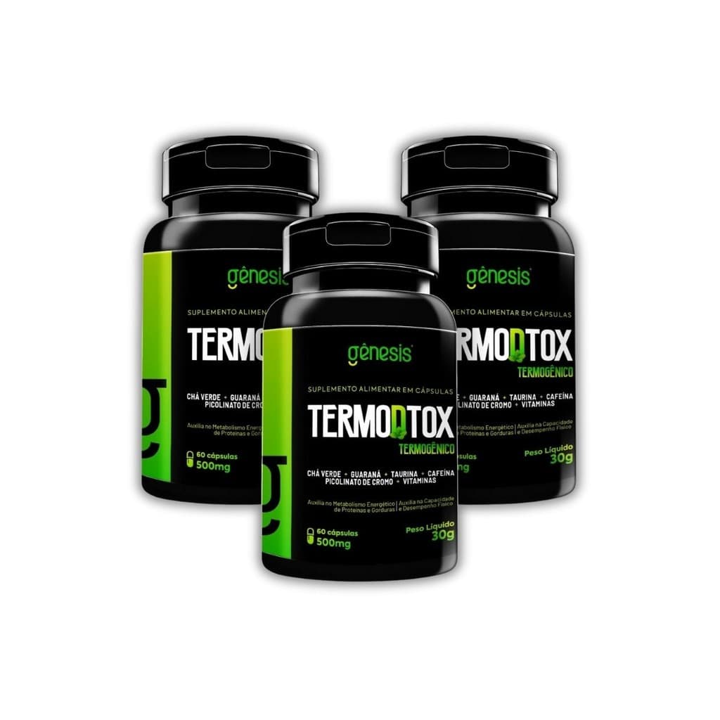 Kit 3 TermoDtox Termogênico 60 Cápsulas Gênesis