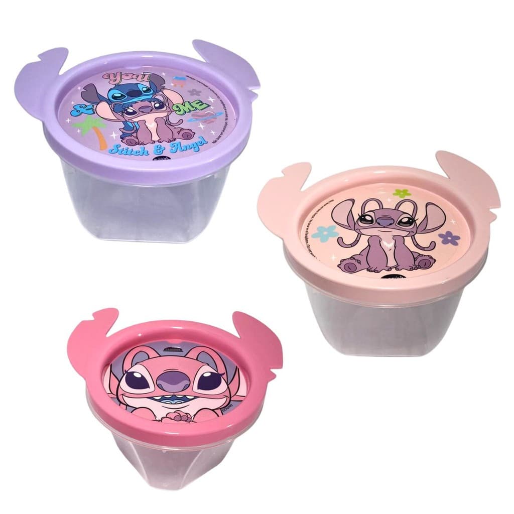 KIT 3 POTES CONECT ANGEL 3D PASSEIO INFANTIL CONJUNTO MARMITINHA ORGANIZADOR