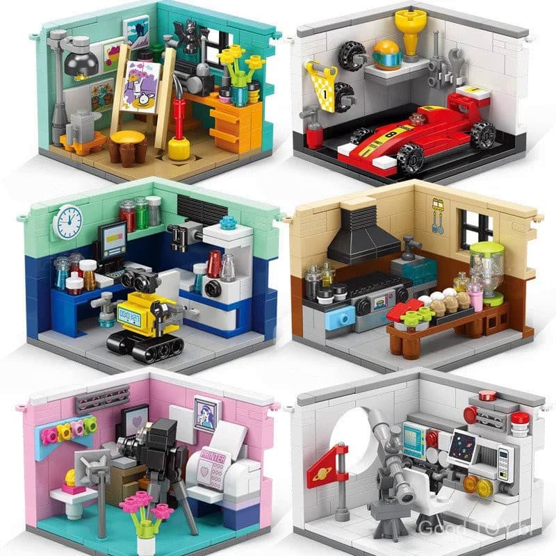 NOVO Kit de Blocos de Construção Casa dos Sonhos Carro de Corrida Médico Pintor Músico Cientista Chef de Pastelaria Came