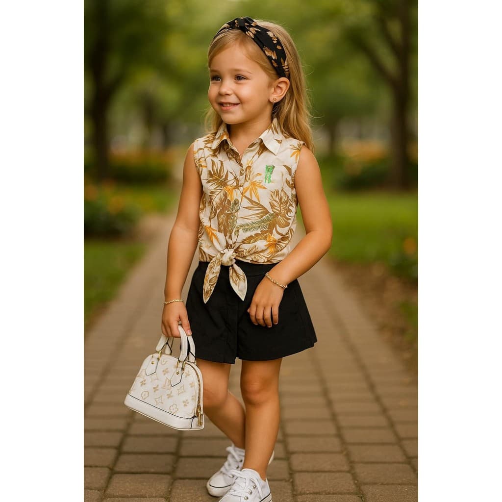Camisa Social Sem Manga Amazonas Feminina Infantil