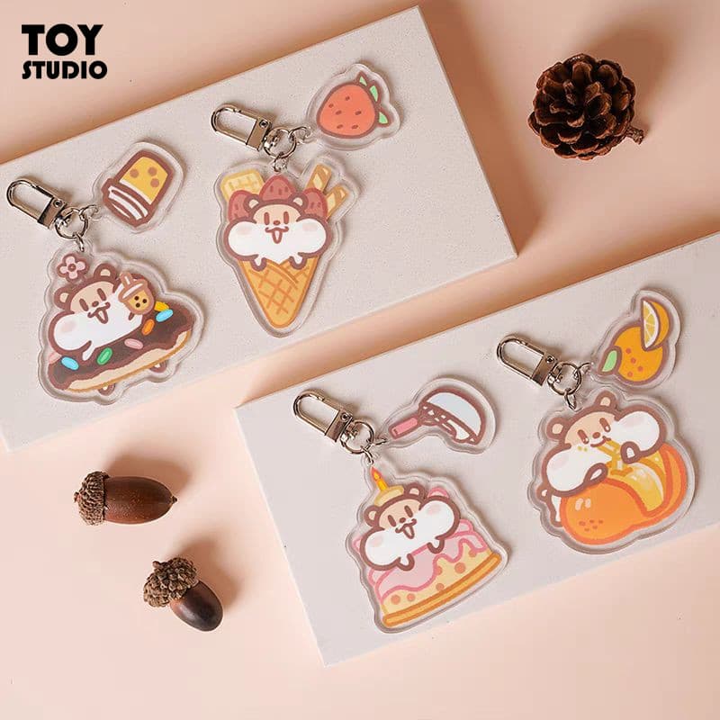 Leite chá mouse ideia acrílico chaveiro pingente estudante bonito dos desenhos animados Emoticon pacote ornamentos perif