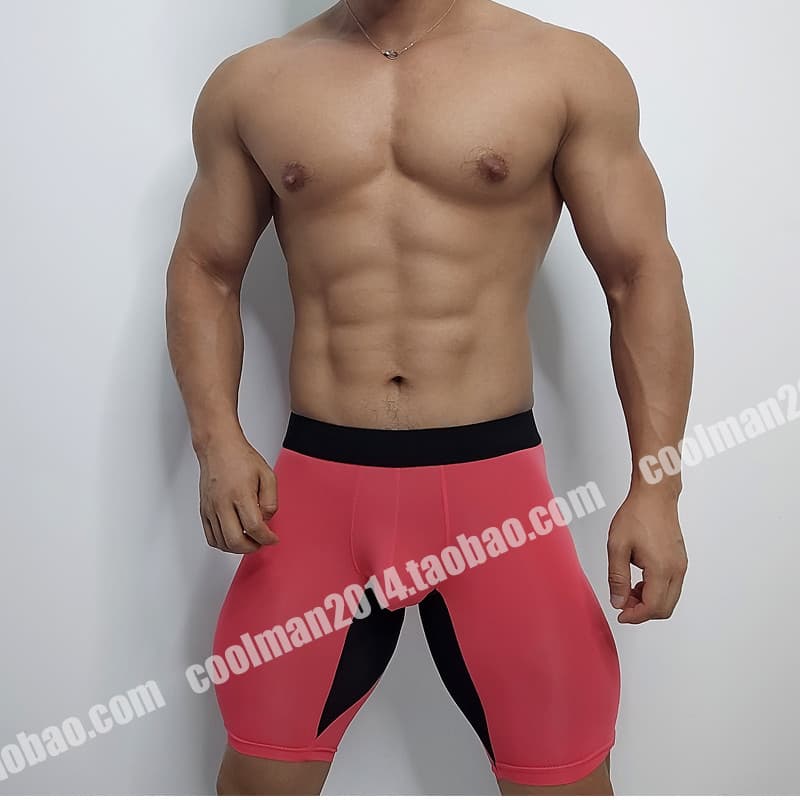 Calções esportivos leves de seda gelo masculino Fitness magro de secagem rápida cintura baixa saco compressão 3 pontos a