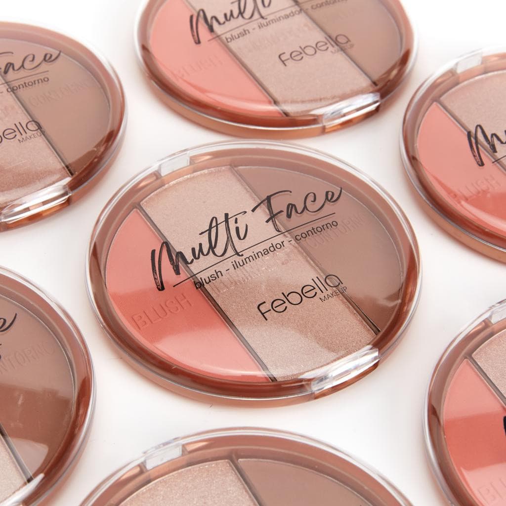 Paleta 3 Em 1 Multi Face Febella - Blush, Contorno E Iluminador