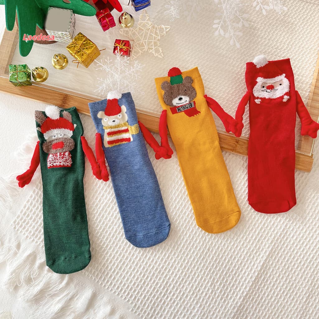 Soft and Skin-friendly Holiday Socks Christmas for Couples Holding Hands Funny Novelty Gift for Women Men Perfect Stocki
