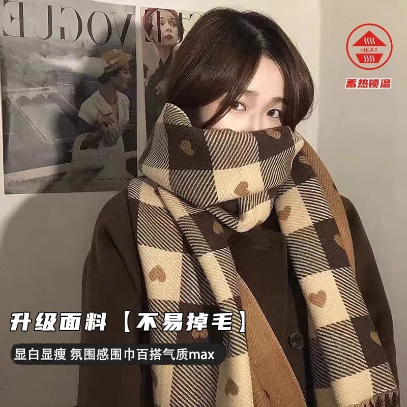 Cachecol feminino inverno 2025 novo estilo presente de aniversário prático High-End sentimento dupla face amor xale exte