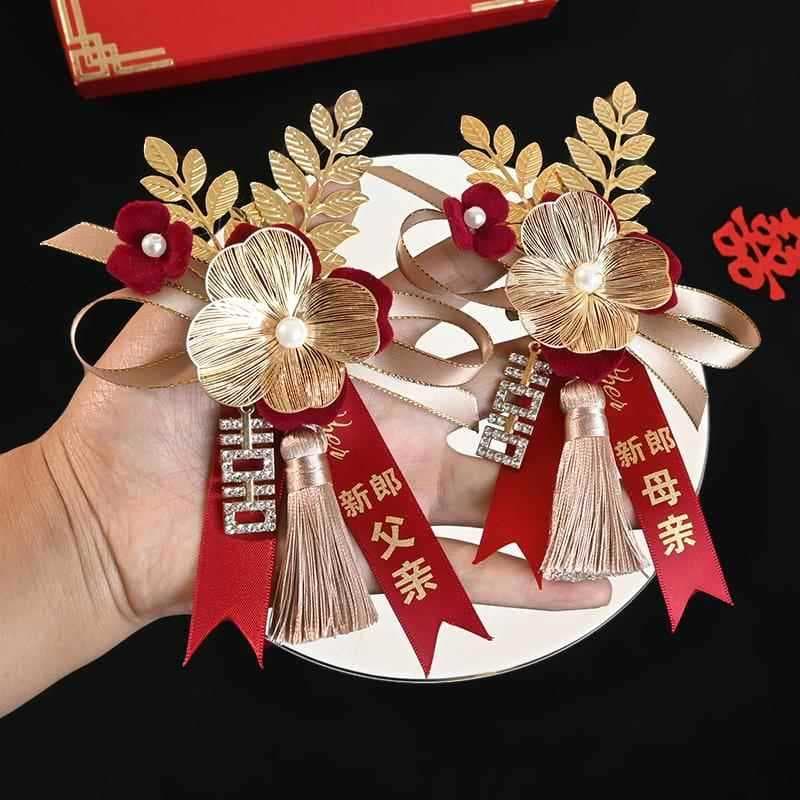 Puro artesanal casamento Corsage noivo noiva casamento conjunto completo família pais lapela flor padrinhos dama de honr
