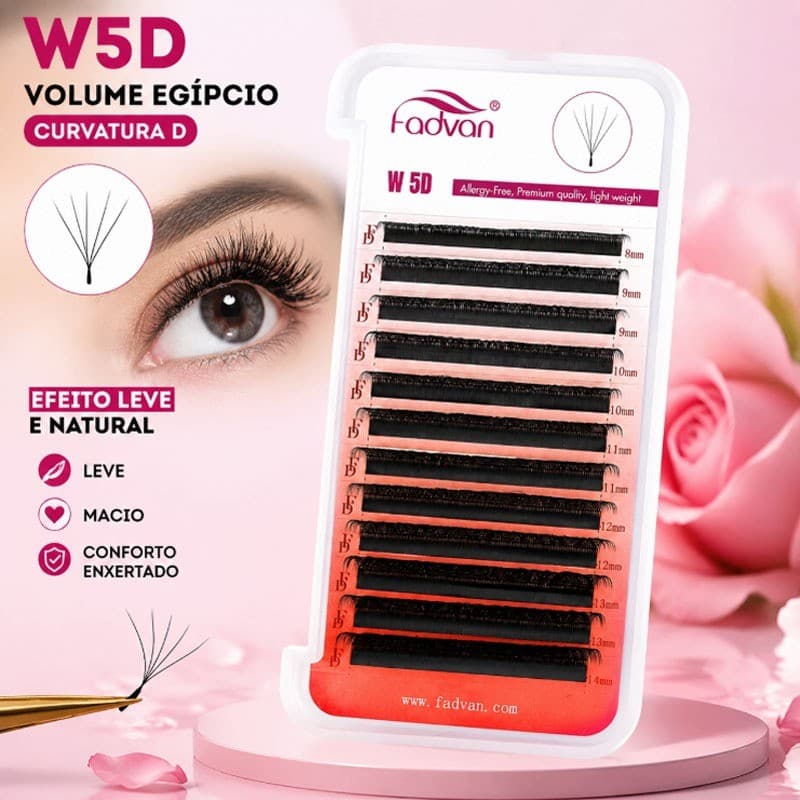 Cílios Fadvan W5D W 5d (volume egípcio) Curvatura D para Extensão de Cílios