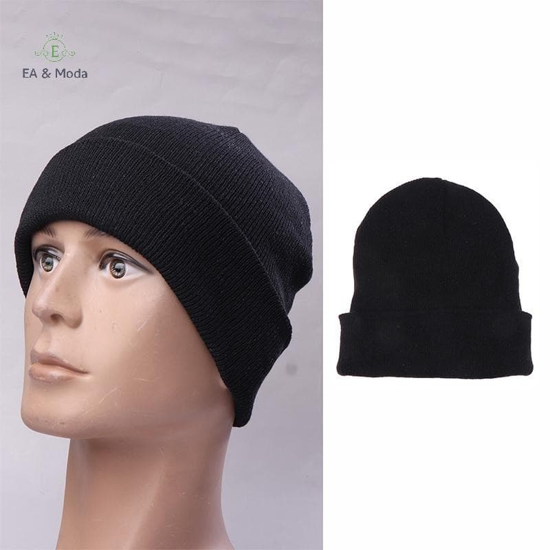 EA & Moda Pulôver Preto De Lã Tricotado Gorro Hip Hop Chapéu De Neve Topi Benie Berhurf Inverno
