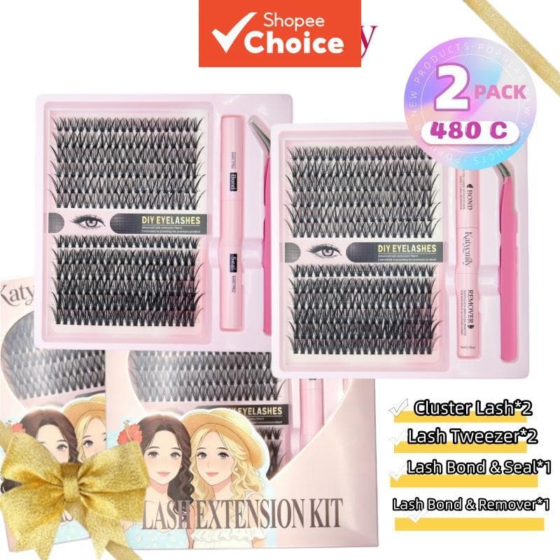 KATYEMILY Kit de Cílios 30D+40D & 60D+80D Sem Nós, Cílios Individuais de 10 a 14 mm com Cola, Removedor de Cola e Pinça
