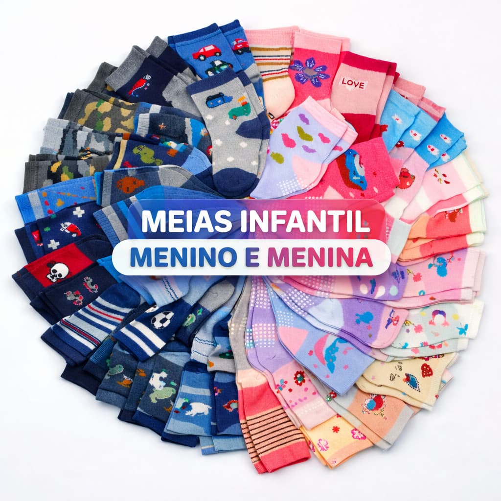 Kit 18 Pares De Meia Infantil Masculina ou Feminina 0 A 12 Anos Ótima Qualidade e Confortável RN
