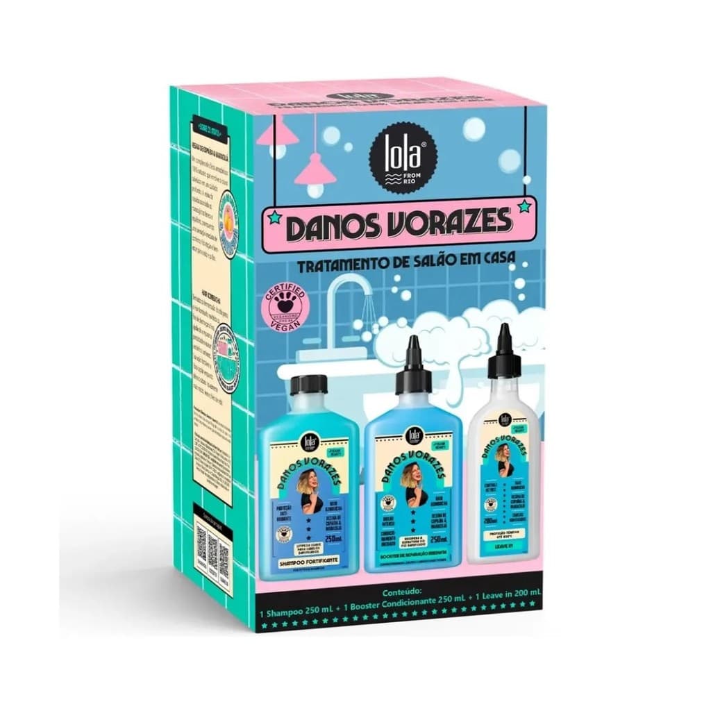 Kit Danos Vorazes Shampoo + Booster + Leave-in - Lola