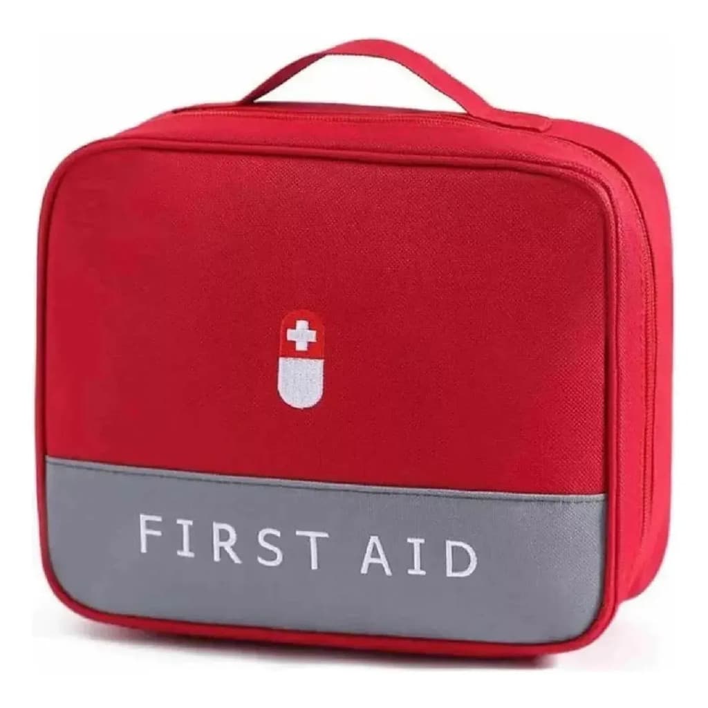 Necessaire Primeiros Socorros Grande Organizador De Remédios Vermelho Lisa