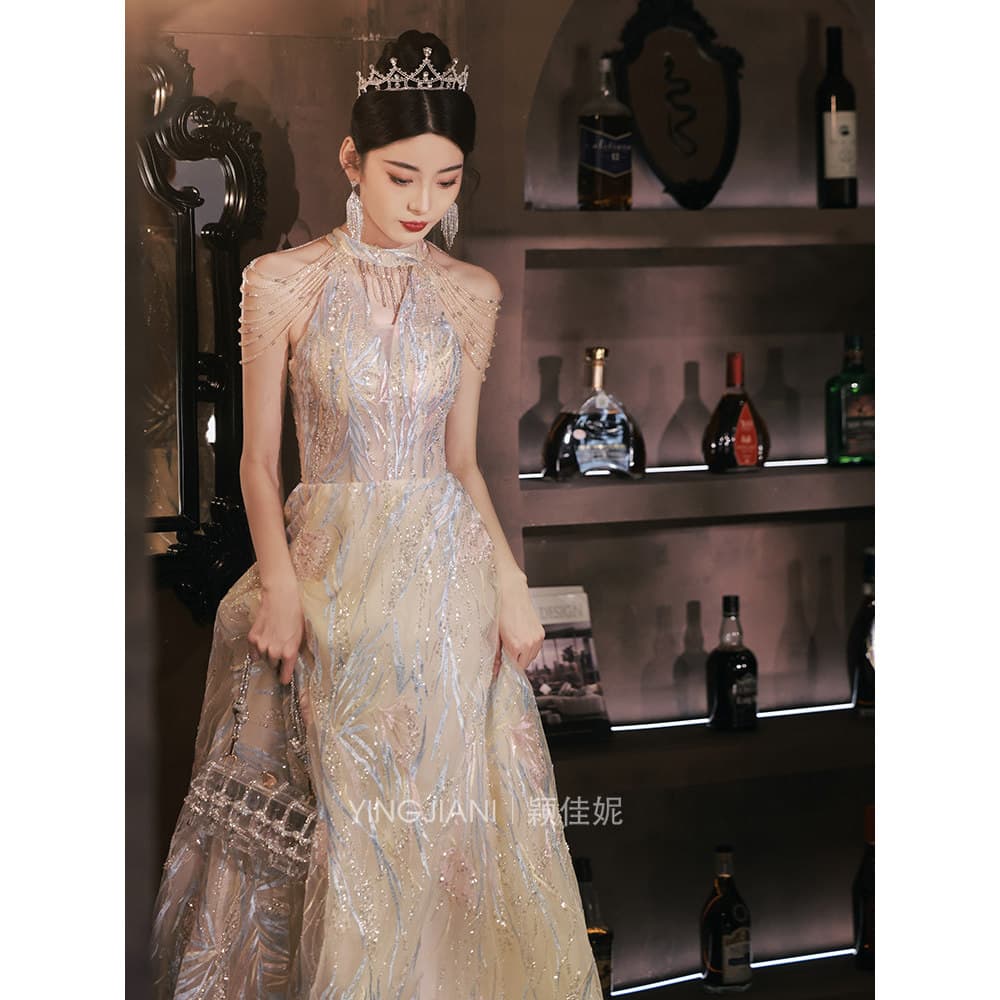 [Recommended] Evening dress for women2026New high-end, light-luxury, niche, classy banquet dress for hosting engagement