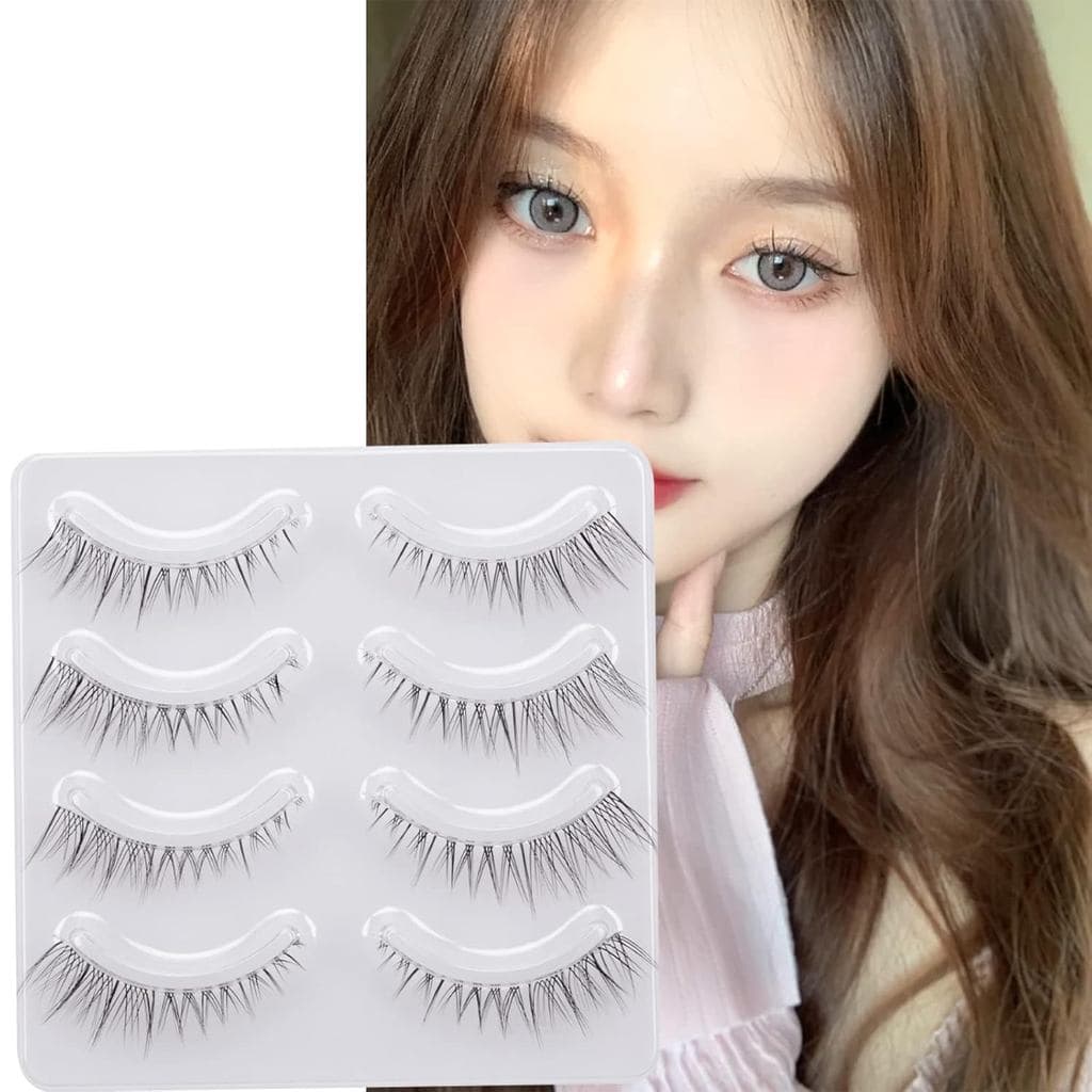 Cílios Postiços Daily Lashes, 4 Pares, Aparência Natural, Leves, Macios e Confortáveis, Cílios Curtos em Tira com Faixa