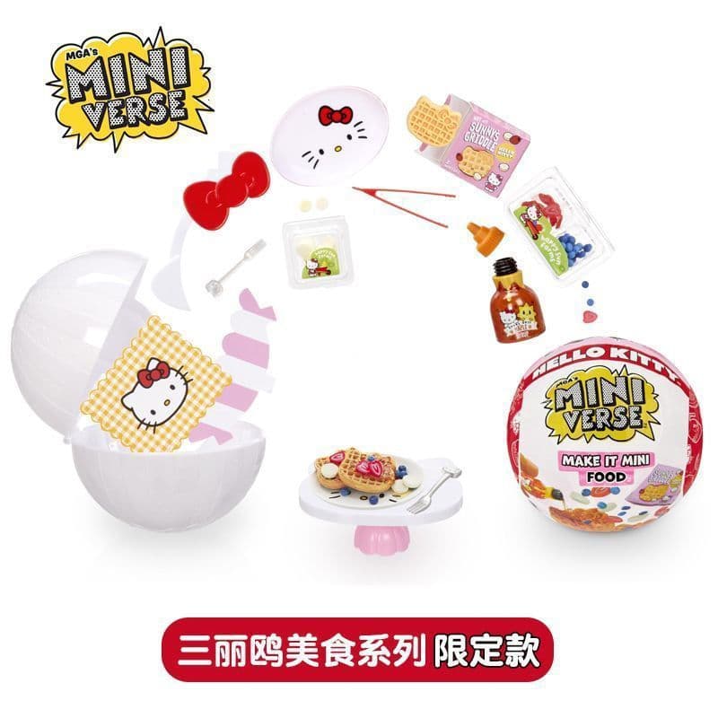 Miniverse novo produto Co-marca Sanrio olá kitty Mini bola de comida MGA miniatura diy sobremesa kitty bola Gourmet