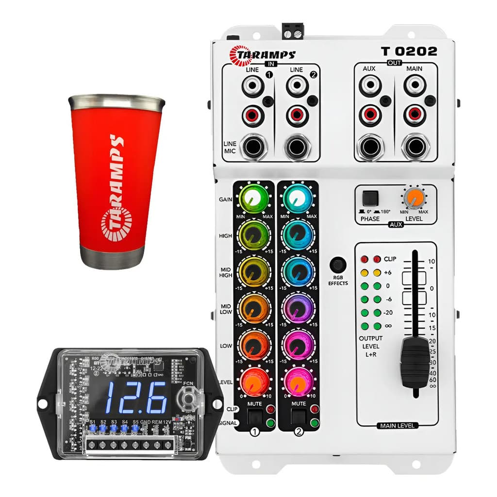 Kit Taramps Mesa De Som T 0202 RGB Multicolor + Voltimetro Vts 5.1 Top