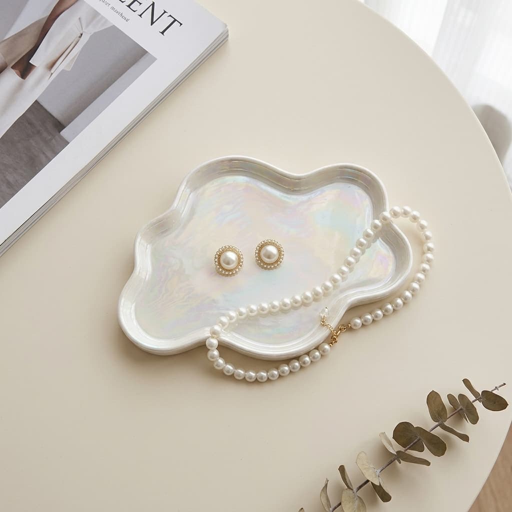 Bandeja de armazenamento acrílica em forma de nuvem francesa, ornamentos de decoração de mesa, bandeja de armazenamento