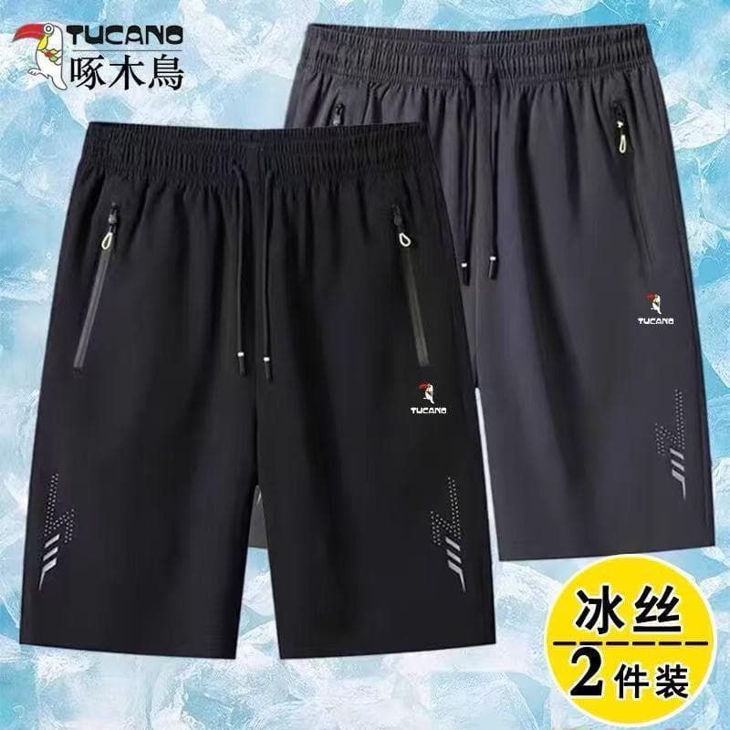 Woodpecker calções esportivos de seda gelo masculino verão fino solto correndo calças de basquete de secagem rápida calç