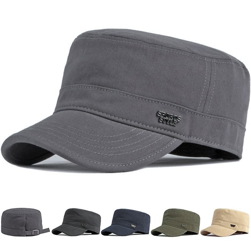 Chapéu masculino chapéu plano de aba curta chapéu masculino selo traseiro curto Zhan boné de meia-idade masculino primav
