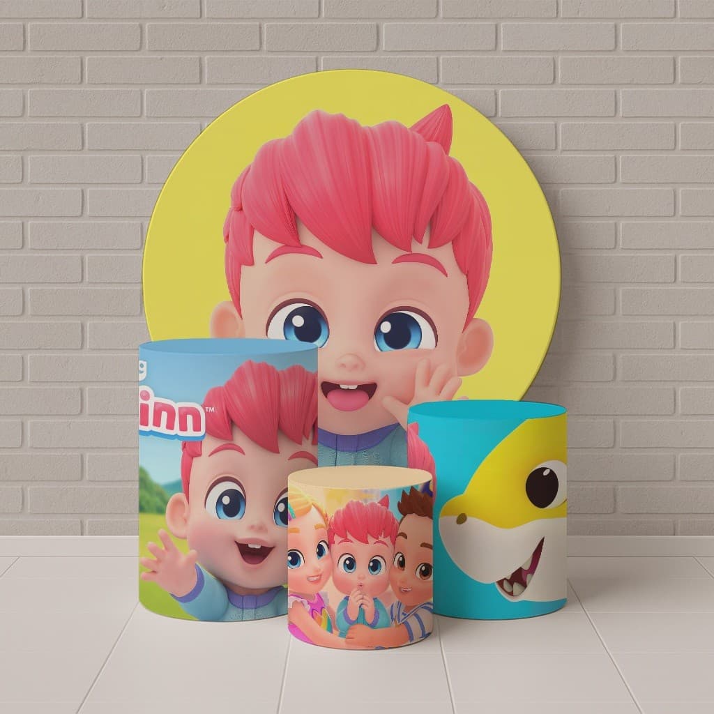 Trio Capas Cilindro + Painel Veste Fácil Tema Infantil para Criança Bebe Finn fin | Entrega turbo