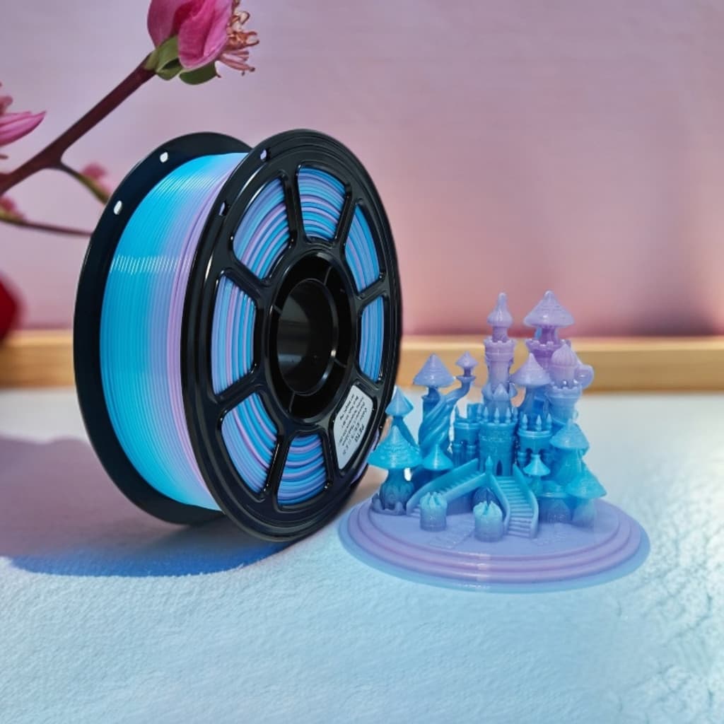 Consumíveis de impressão 3D PETG arco-íris gradiente translúcido 1.75 mm adequado para impressora de bambu AMS Universal