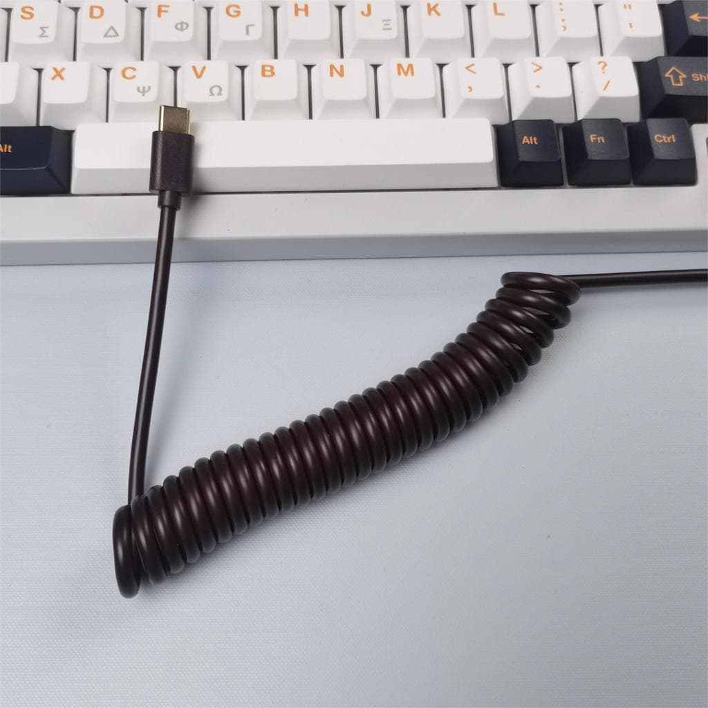 Cor personalizada cabo de teclado mecânico plugue de ar USB tipo C mola trançada conexão de cabo de dados em espiral