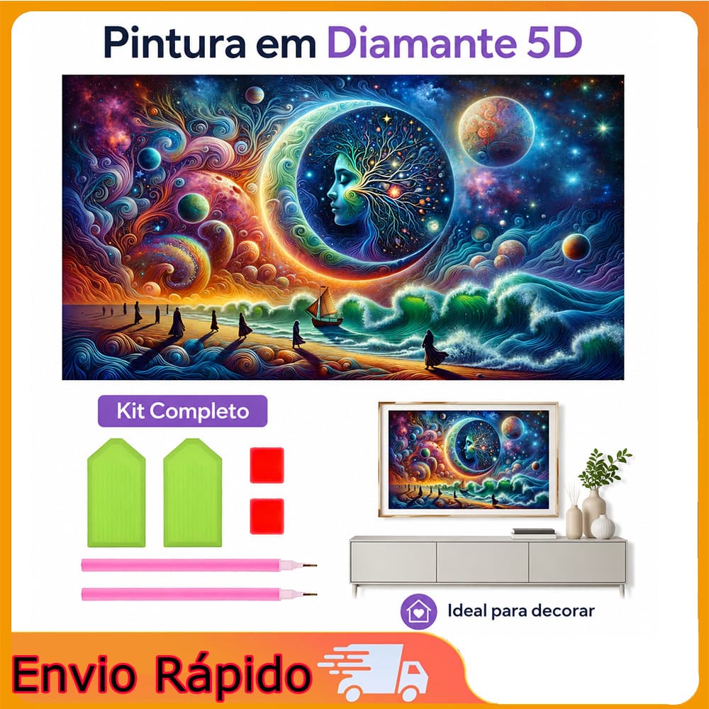 Conjunto de pintura de diamante quadrado 70x40cm estrela lua costa faça você mesmo pintura diamante