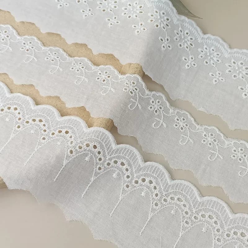 15 yards White Cotton Lace Ribbon DIY Handmade Crafts Fabric Hollow Floral Embroidered Lace Tape Home Textile Decoration