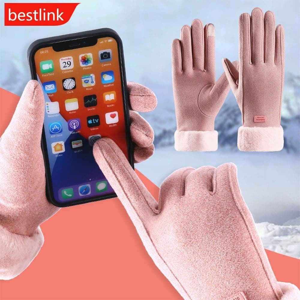 BESTLINK Luvas Femininas De Ciclismo Com Forro Térmico , De Inverno À Prova De Vento De Lã , Punho Felpudo Equitação B1U