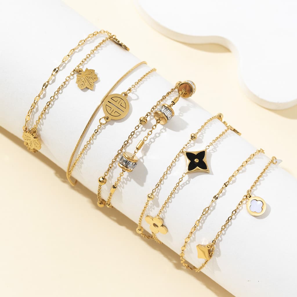 Fresco doce aço inoxidável dupla camada pulseira nicho Design All-Match temperamento simples mão jóias pulseira