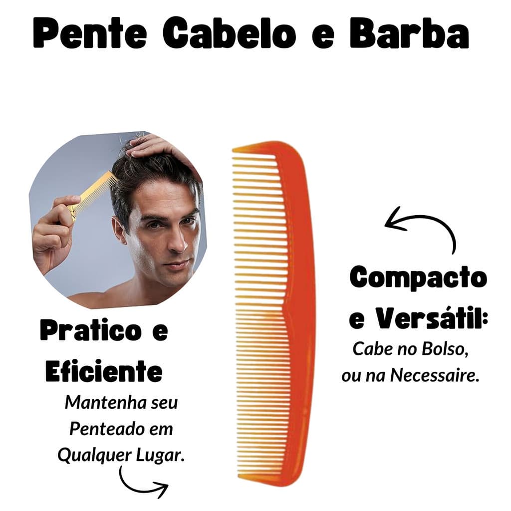 Pente Masculino 2 em 1 Cabelo e Barba Pente Ideal de Bolso Estilo Para Cabelo e Barba