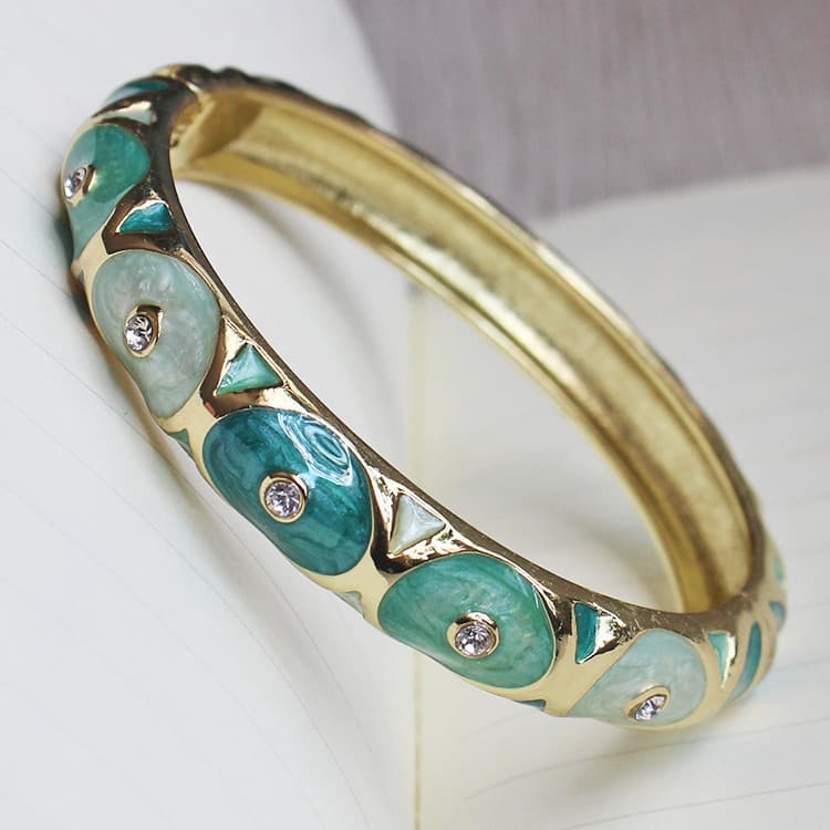 Pequim Cloisonne pulseira Retro estilo étnico redondo olho pulseira moda jóias banhado a ouro para namorada mãe