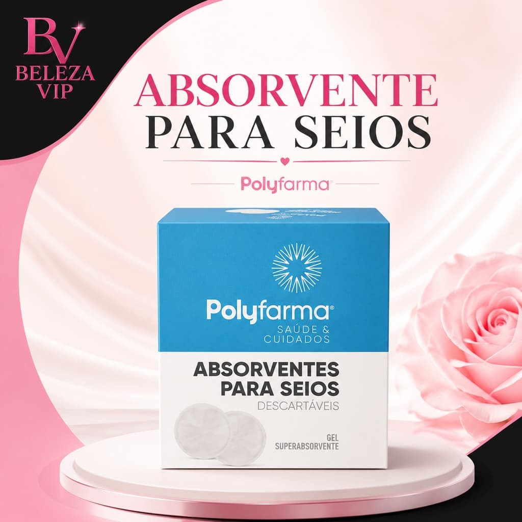 Absorvente para Seios Descartável Polyfarma com 12 ou 30 Unidades