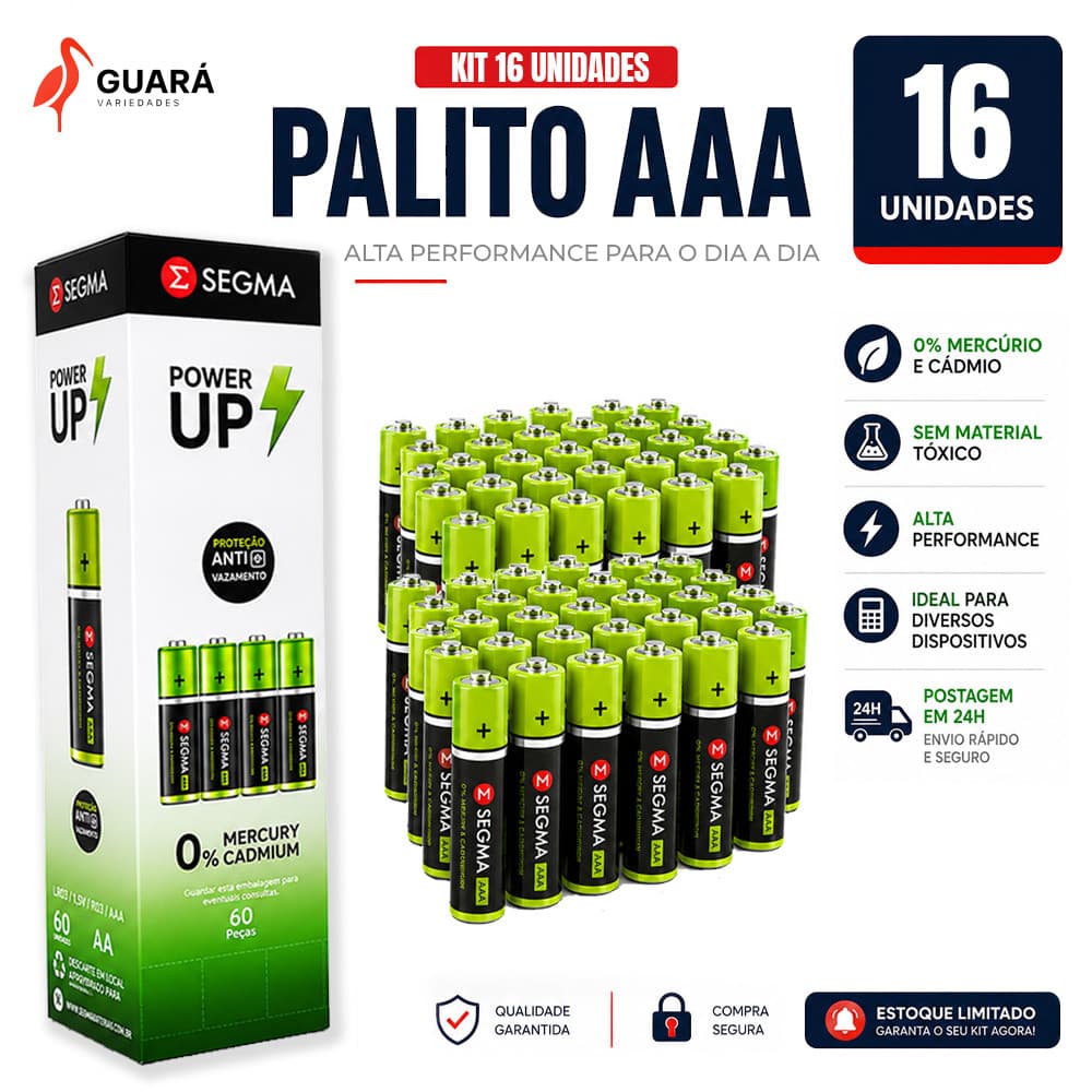 Caixa 16x Palito Tipo Fina 3A AAA FBG | Balança Sensor Mouse Envio Express