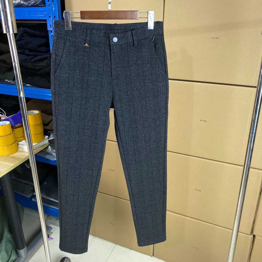 Primavera outono britânico fino xadrez calças casuais fino-ajuste moda masculina calças elásticas de perna estreita boni