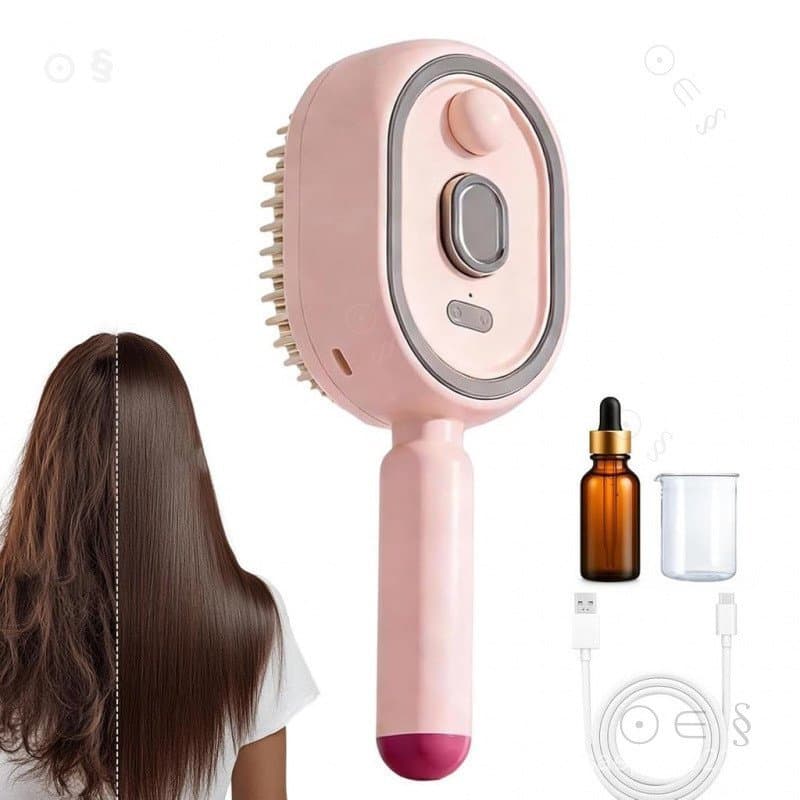 Escova de Cabelo Elétrica com Spray e Almofada de Ar para Massagem, Escova Alisadora a Vapor Elétrica 2026, Es