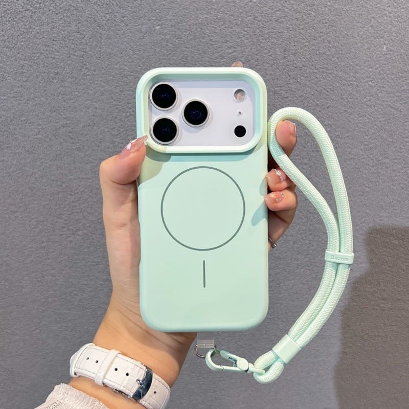 Capa De Silicone Líquido Para iPhone 16 17 Pro Max Air Magnética Compatível E Alça De Pulso Removível