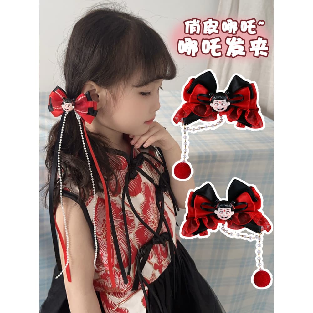 Crianças hairpin nezha borla princesa mercadoria cocar bonito hairpin acessórios de cabelo nezha mesmo estilo bola acess